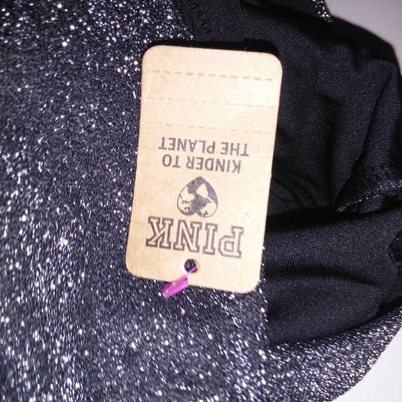 Victoria Secret‎ PINK Swim One Piece Medium Black Silver Cutout Sparkle Glittery - Picture 10 of 11